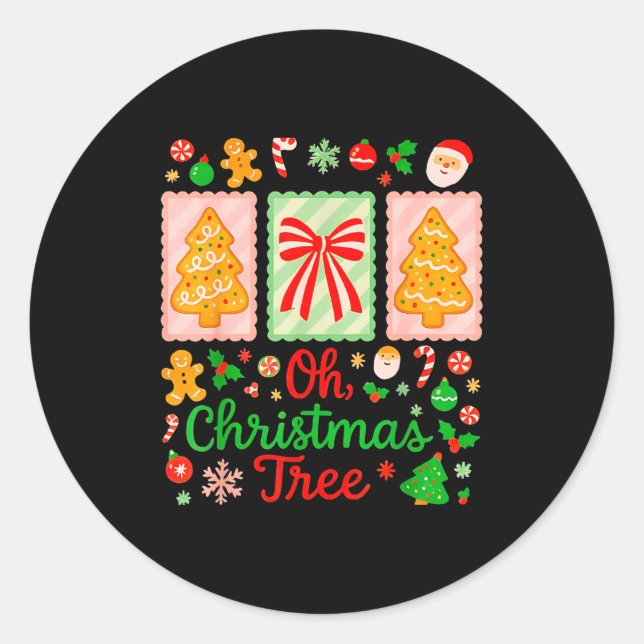 Groovy Oh Christmas Tree Cakes Debbie Becky Jen Ca Classic Round Sticker (Front)