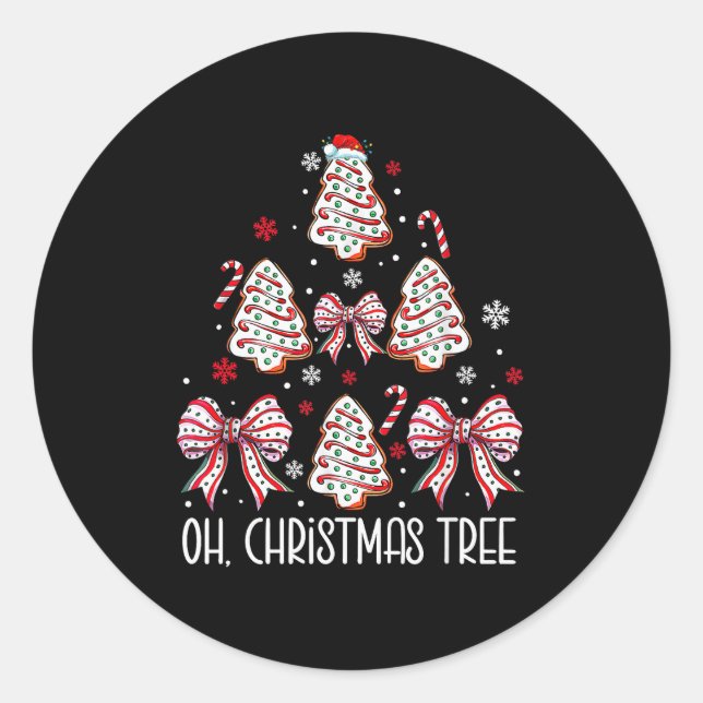 Groovy Oh Christmas Tree Cakes Debbie Becky Jen Ca Classic Round Sticker (Front)