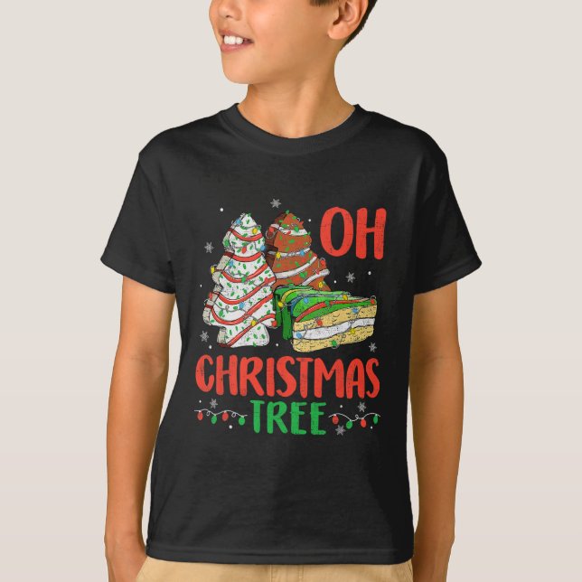 Groovy Oh Christmas Tree Cakes Debbie Becky Jen Ca T-Shirt (Front)