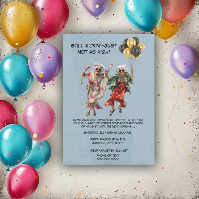 Groovy Older Ladies Birthday Party– Funny Dancing  Invitation (Creator Uploaded)