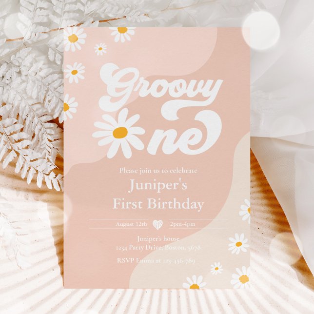 Groovy One 1st Birthday Party Boho Floral Daisy Invitation (Creator Uploaded)