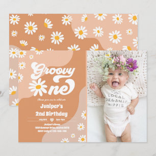 Groovy One 1st Birthday Party Boho Floral Daisy Invitation