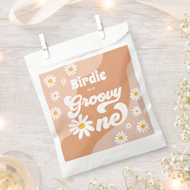 Groovy One 1st Birthday Party Boho Retro Daisy Favour Bag (Clipped)