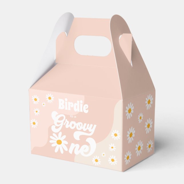 Groovy One 1st Birthday Party Boho Retro Daisy Favour Box (Front Side)