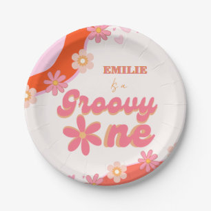 Groovy One 1st Birthday Party Boho Retro Daisy Paper Plate