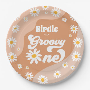 Groovy One 1st Birthday Party Boho Retro Daisy  Paper Plate