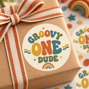 Groovy One 1st Birthday Sticker