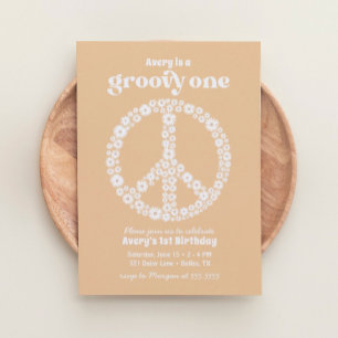 Groovy One 70s Yellow Daisy 1st Birthday Party Invitation