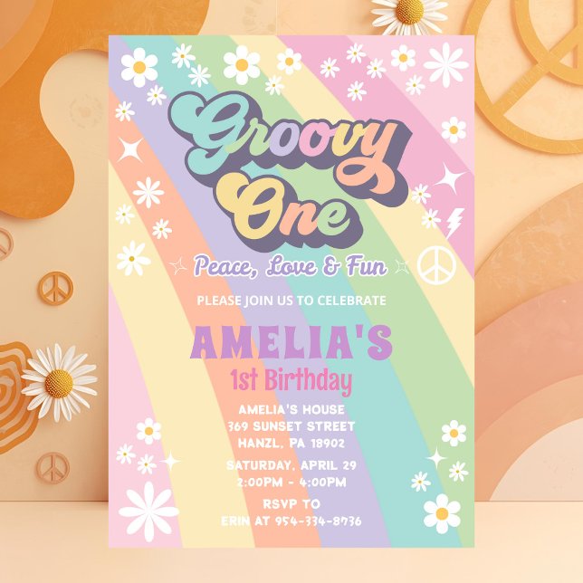 Groovy one birthday invitation (Creator Uploaded)