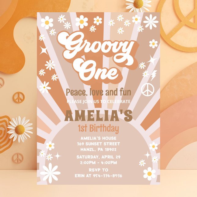 Groovy one birthday invitation (Creator Uploaded)