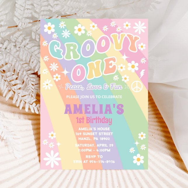 Groovy one birthday invitation (Creator Uploaded)
