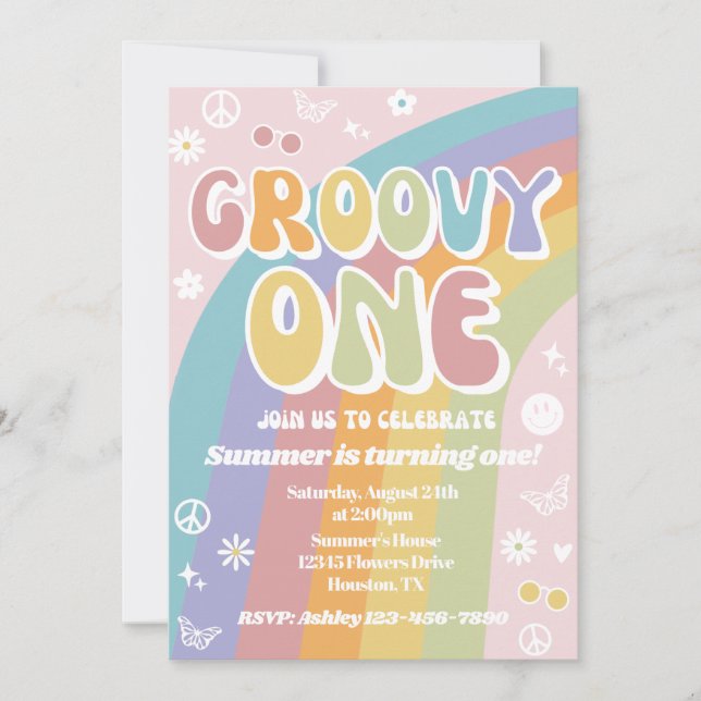 Groovy One Birthday Invitation | Groovy Birthday (Front)