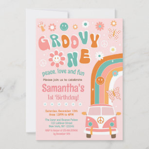 Groovy One Boho Retro 1st Birthday Invitations