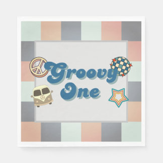 Groovy One Boys Birthday Paper Napkin