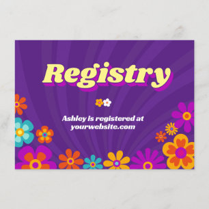 Groovy One Colourful Retro Floral Baby Birthday Enclosure Card