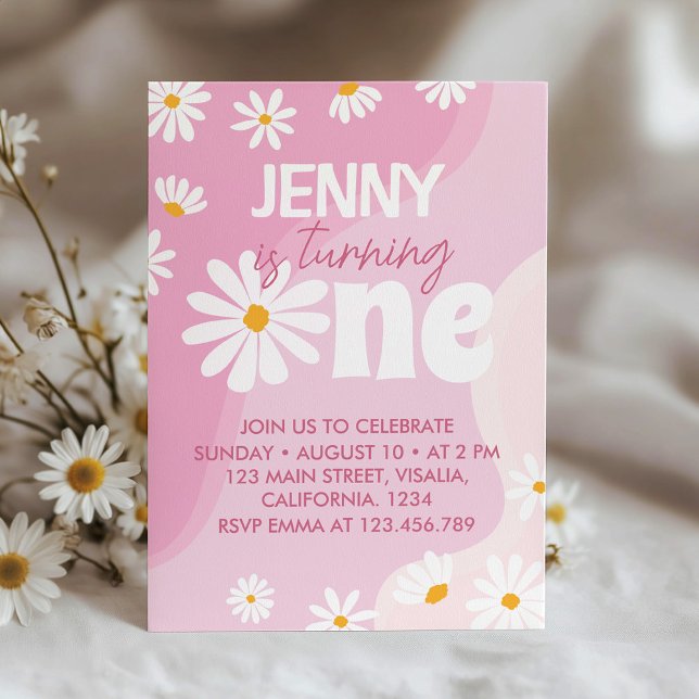 Groovy One Daisy 1st Birthday Invitation (Creator Uploaded)