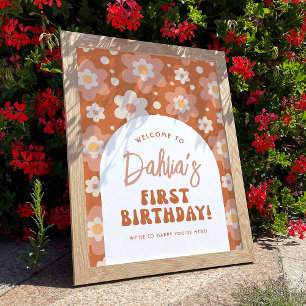 Groovy One Daisy 1st Birthday Party Welcome Sign
