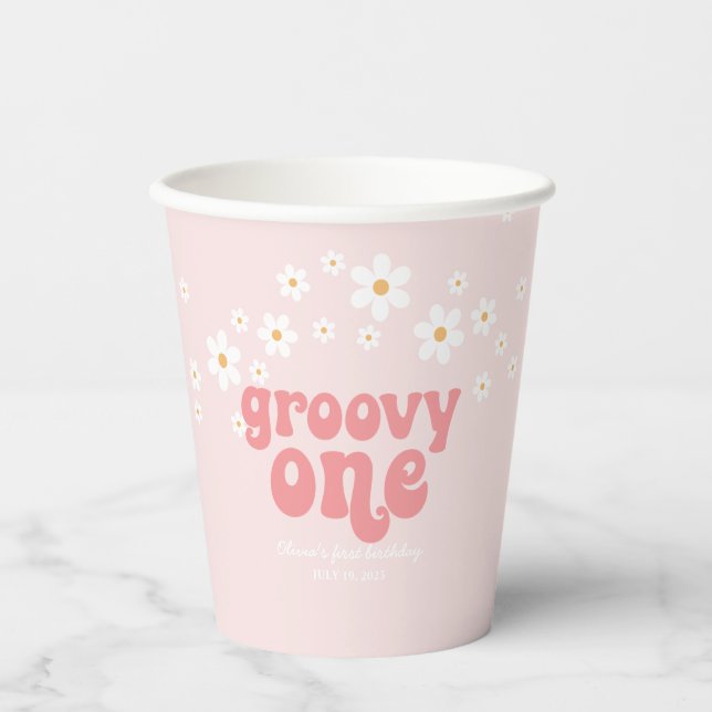 groovy one daisy boho first birthday paper cup (Front)