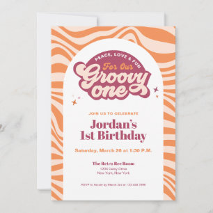 Groovy One - First Birthday Retro Boho Invitation 