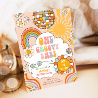 Groovy One Girl Retro 70s Rainbow 1st Birthday