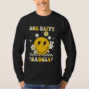 Groovy One Happy Babcia Smile Face Birthday Family T-Shirt