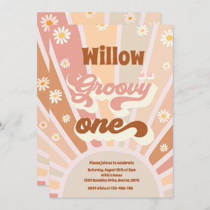 Groovy One Hippie 1st Birthday Sunshine Daisy Invitation