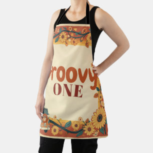 Groovy One Lion Birthday Retro 70s First Birthday Apron