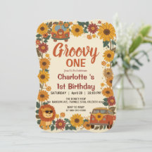 Groovy One Lion Birthday Retro 70s First Birthday