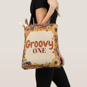 Groovy One Lion Birthday Retro 70s First Birthday  Tote Bag