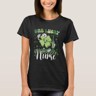 Groovy One Lucky Nurse Shamrock St Patricks Day T-Shirt