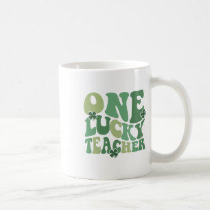 Groovy One Lucky Teacher Shamrock Face St Patrick' Coffee Mug