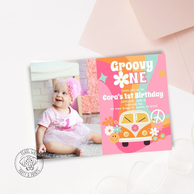 Groovy One Photo Invitation (Creator Uploaded)