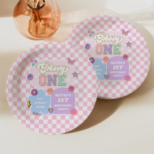Groovy One Preppy Patch 1st Birthday Party Paper Plate