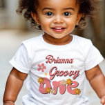 Groovy one retro daisy first birthday party baby T-Shirt<br><div class="desc">Groovy one retro daisy 1st birthday party t-shirt birthday shirt photoshoot t-shirt,  dusty pink retro daisy groovy one first birthday photo props</div>