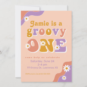 Groovy One Retro First Birthday Invitation