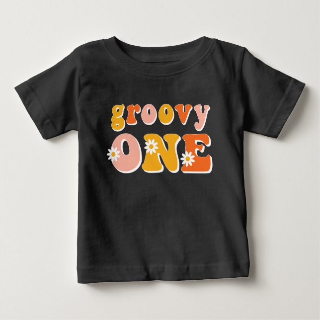 Groovy One Retro First Birthday Shirt (Front)