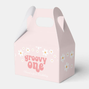 Groovy One Retro Pink Daisy Favour Favour Box