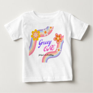 Groovy One Retro Rainbow 1st Birthday Baby T-Shirt