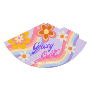 Groovy One Retro Rainbow 1st Birthday Party Hat