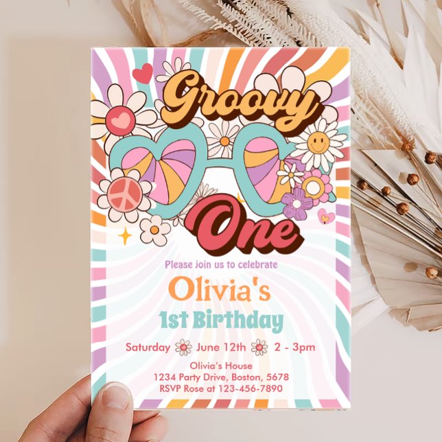 Groovy One Retro Summer 1st Birthday Invitation (Creator Uploaded)