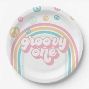 Groovy One Retro Summer Rainbow Paper Plate