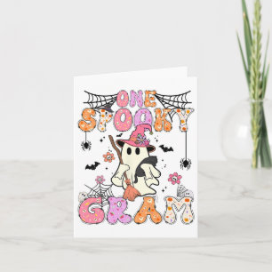 Groovy One Spooky Gram Retro Halloween Cute Ghost Card