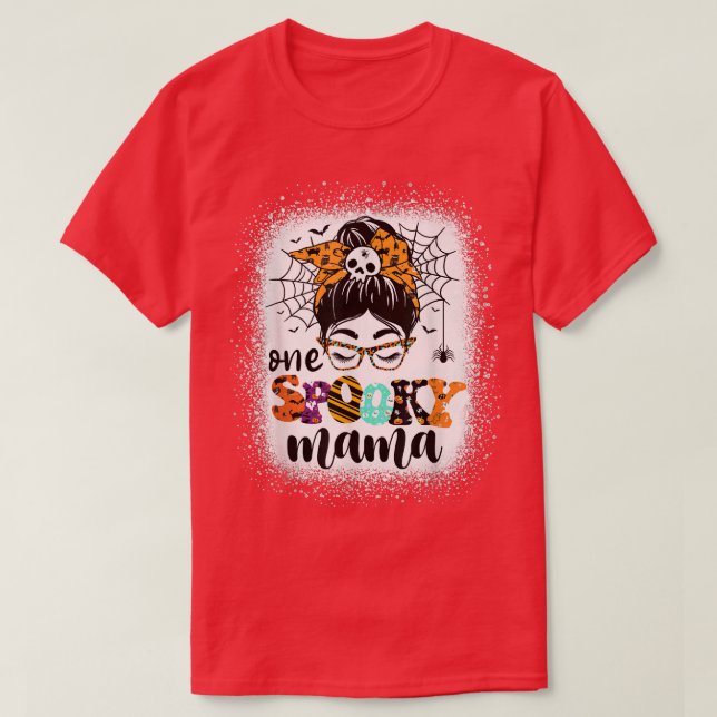 Groovy One Spooky Mama Messy Bun Women Witch Mom H T-Shirt (Design Front)