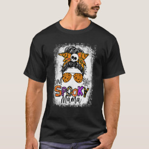Groovy One Spooky Mama Messy Bun Women Witch Mum H T-Shirt