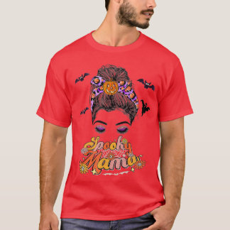 Groovy One Spooky Mama Messy Bun Women Witch Mum H T-Shirt