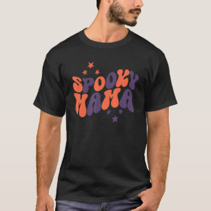 groovy one spooky mama messy bun women witch mum h T-Shirt