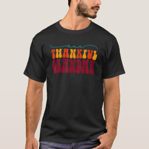 Groovy One Thankful Grandma Hello Fall Vibes Thank T-Shirt
