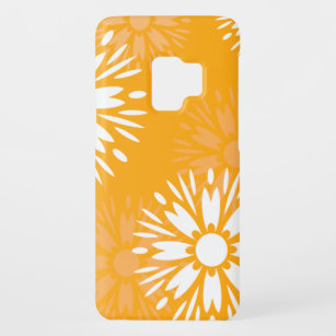 Groovy Orange Daisy Flower Retro Floral Pattern Case-Mate Samsung Galaxy S9 Case