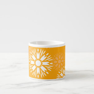 Groovy Orange Daisy Flower Retro Floral Pattern Espresso Cup