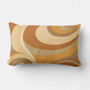 Groovy Orange Gold Brown Mid Century Modern Lumbar Cushion